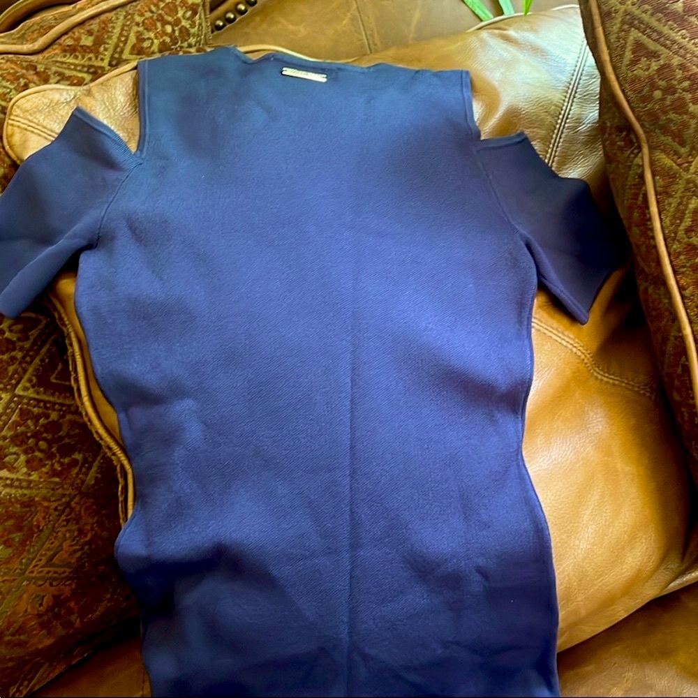 Michael Kors Blue Cold Shoulder Top Dress